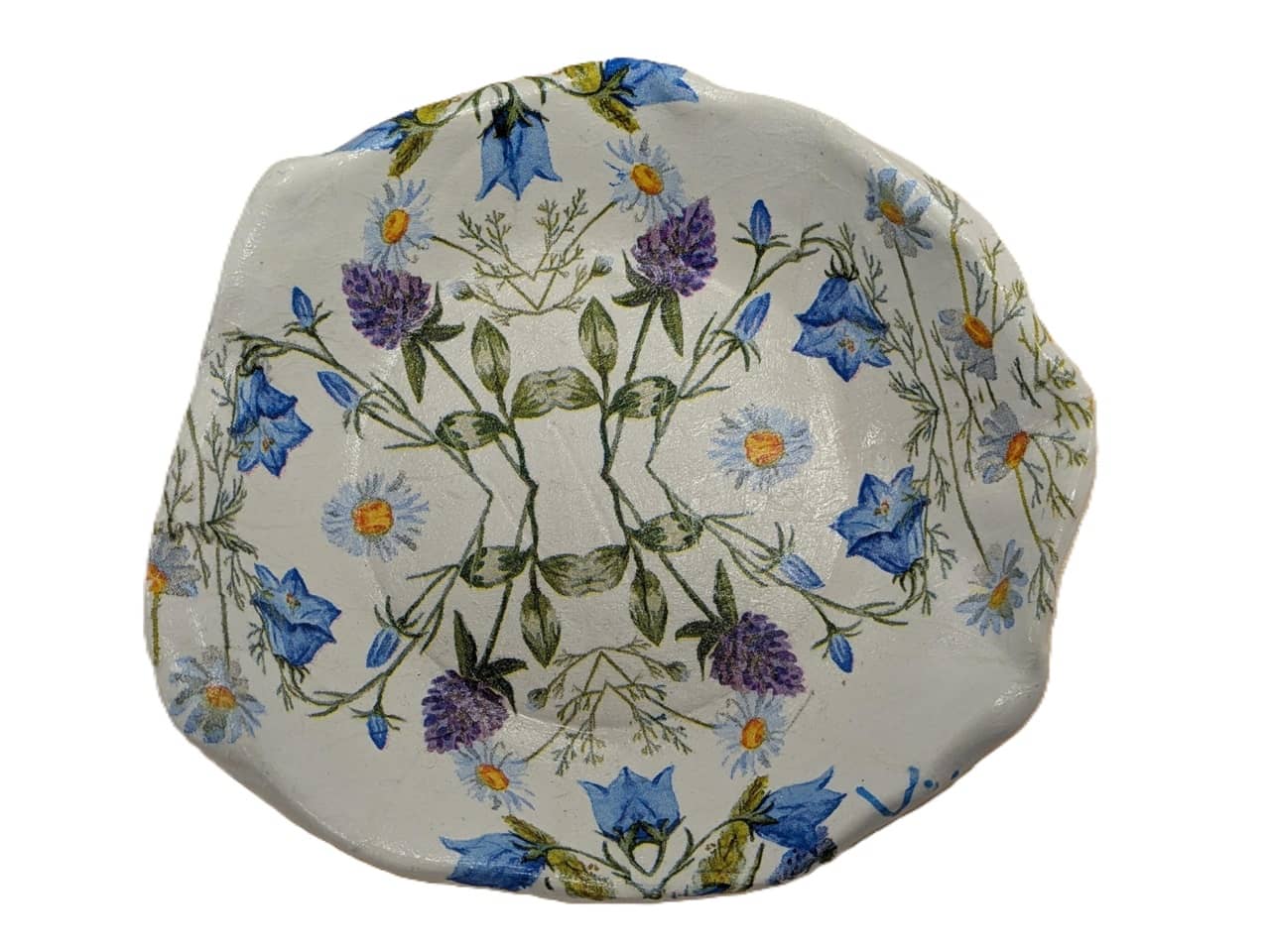 White Clay Decoupaged Bowl