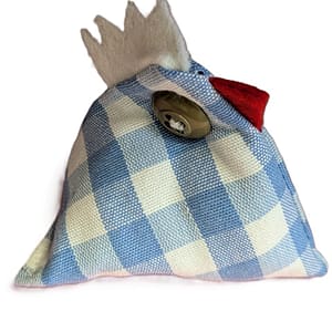 Small Material Chicken - Blue & White Checked