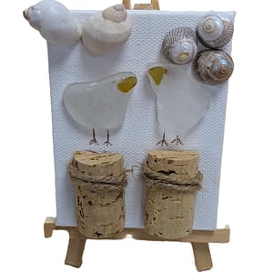 Sea Glass Seagulls With Stand