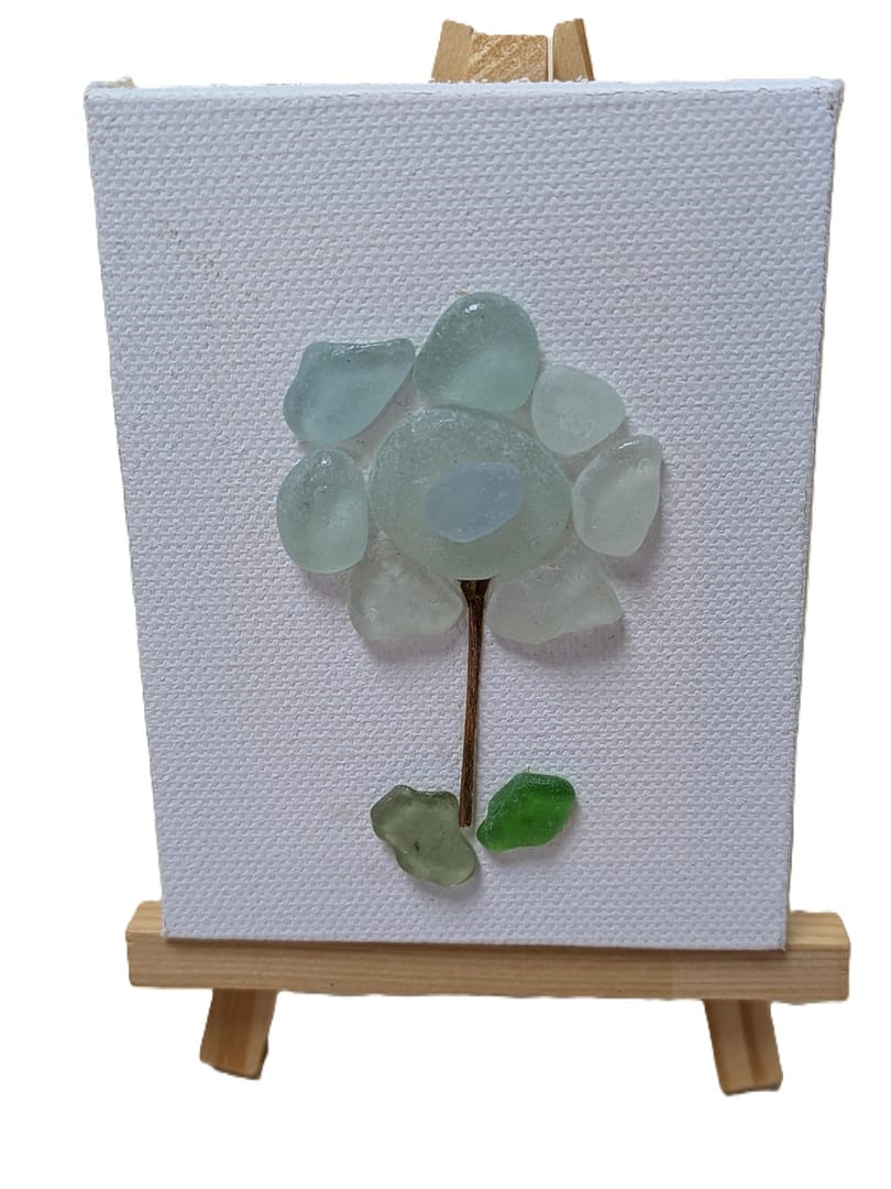 Sea Glass Flower with Stand
